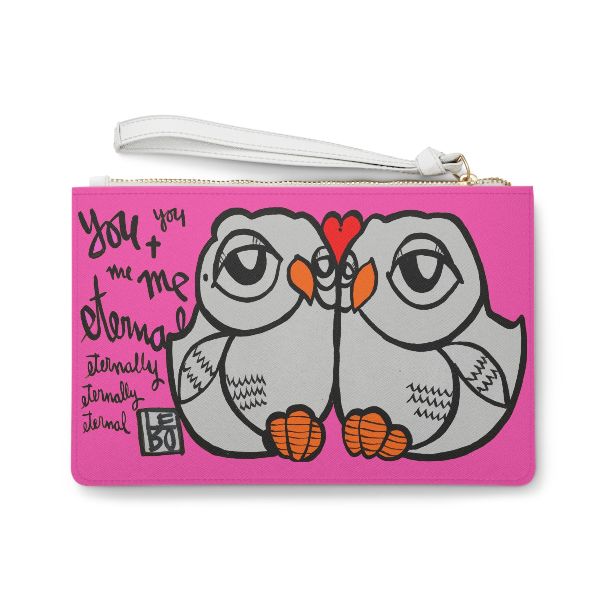 You and Me Eternally - Pink Edition - Lebo Leather Clutch Bag