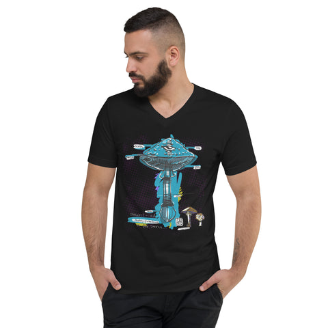 Connected To The Source (Cascades) – Lebo Unisex Short Sleeve V-Neck T-Shirt