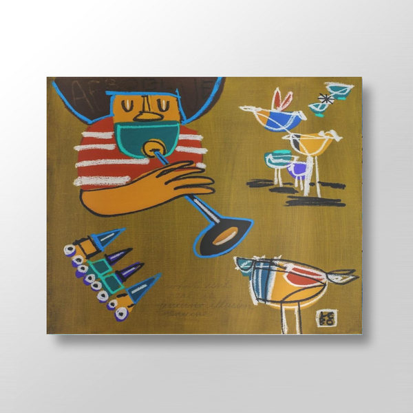 Cool Cat Blowing - Lebo Brushed Aluminum Artbond