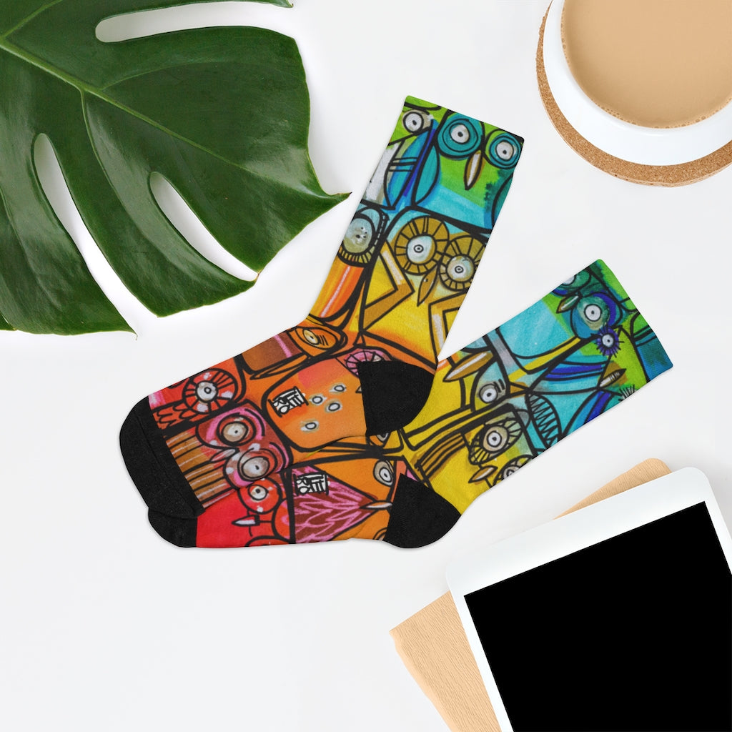 A Parliament of Rainbow Owls - Rainbow Collection - Lebo Tribe Socks