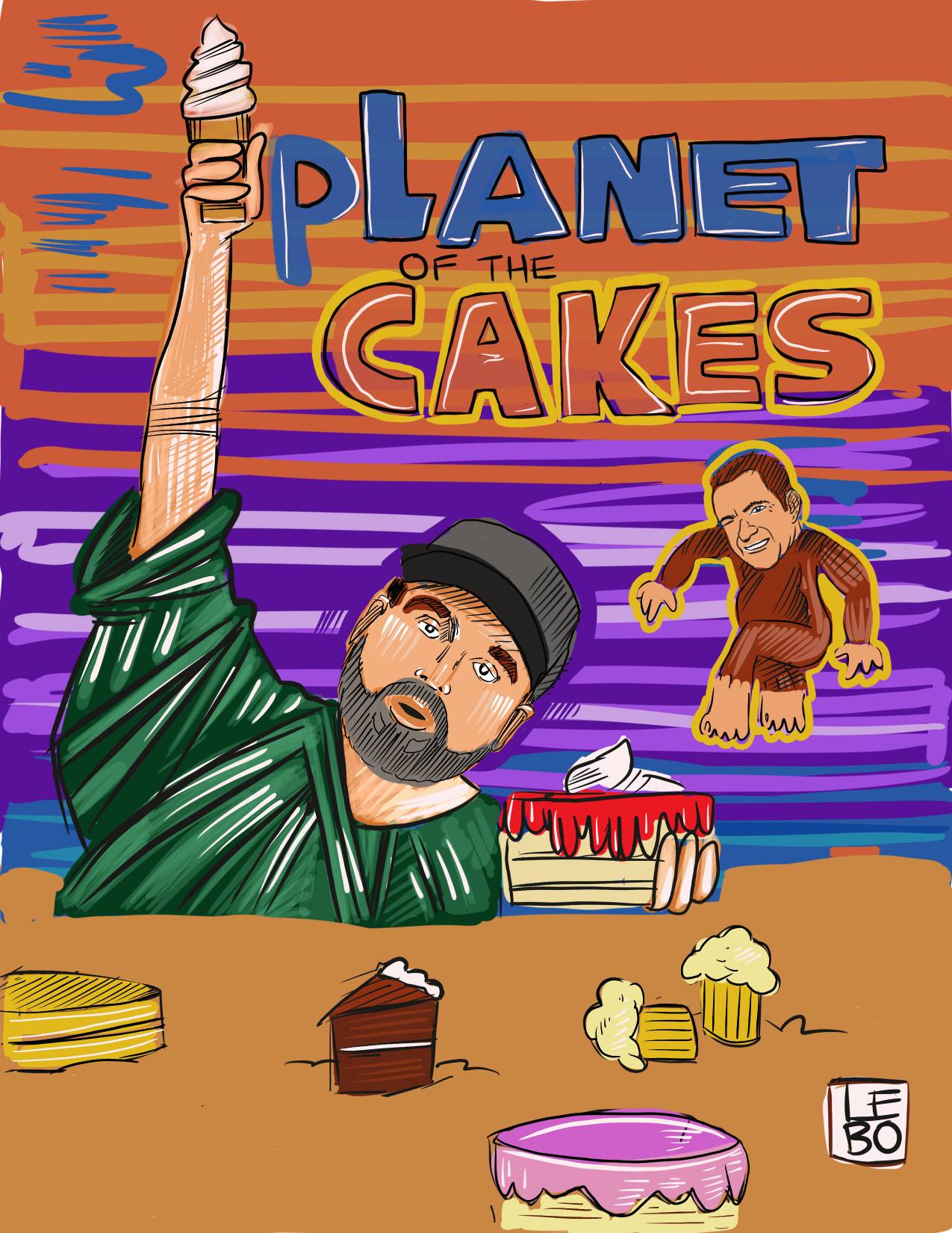 Dannywood - Planet of the Cakes (Starring Dan LeBatard) - Sketchbook Print