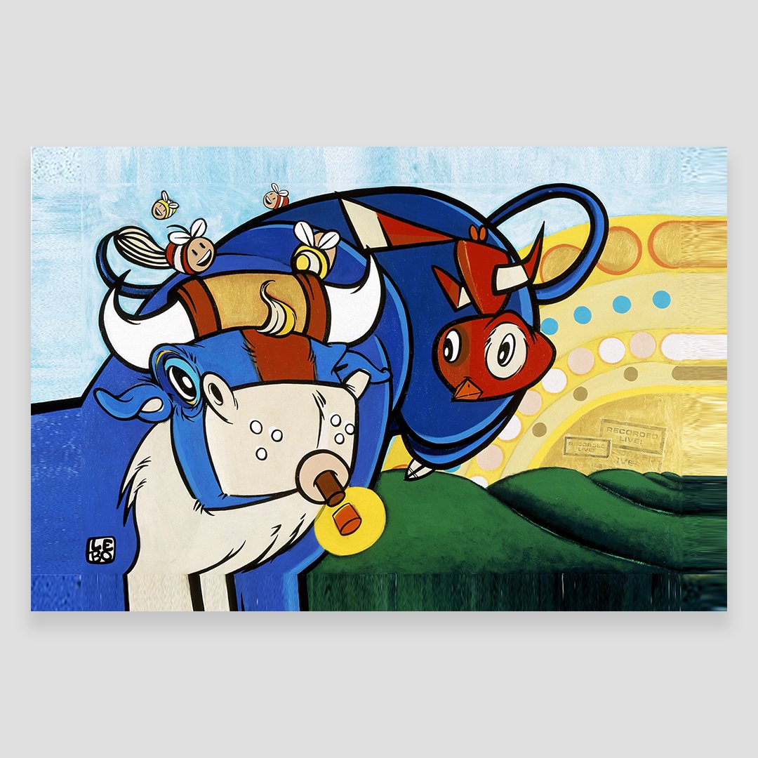 Recorded Live - Blue Bull Bouncing - LEBO Vintage Series - shop.leboart.com