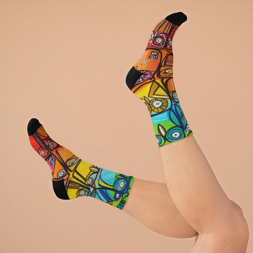 A Parliament of Rainbow Owls - Rainbow Collection - Lebo Tribe Socks