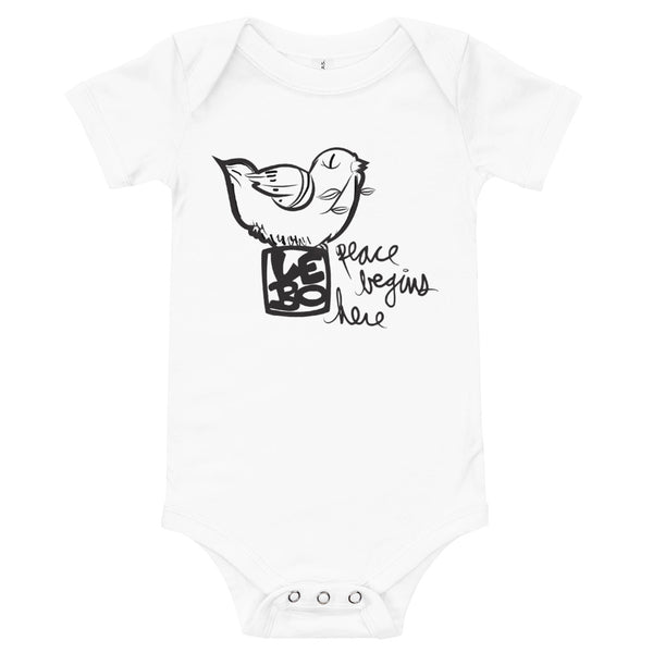 Peace Begins Here - Lebo Baby Short Sleeve Onesee