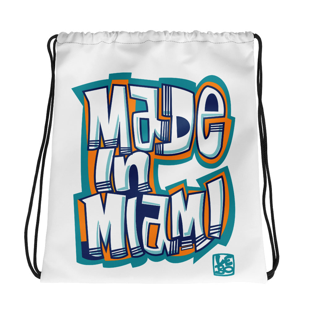 Made in Miami - Teal - Lebo Drawstring bag