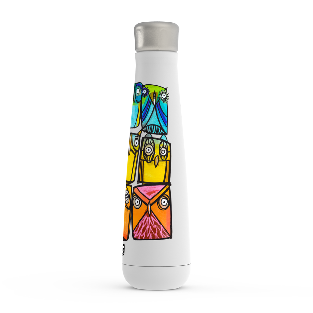 A Parliament of Rainbow Owls - Rainbow Collection - Lebo Peristyle Water Bottle