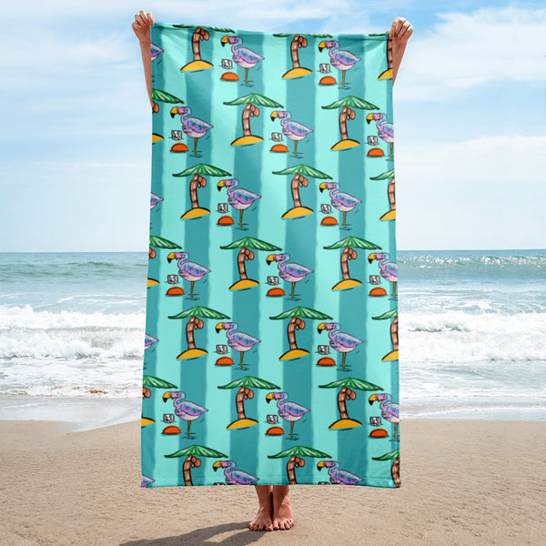 Tropicool Flamingogo - Lebo Beach Towel